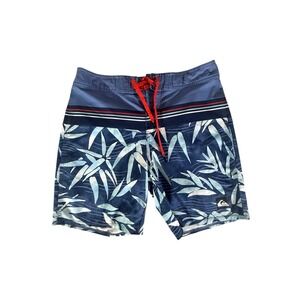 Quiksilver Board Shorts Adult Size 30 Blue Tree All Over Print Swim Trunks Mens
